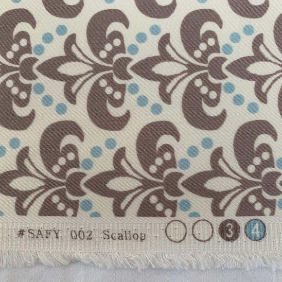 4.2 Yards Free Spirit Designer Vicki Payne Aqua Cream Gray Fleur De Lis Fabric - Picture 4 of 6